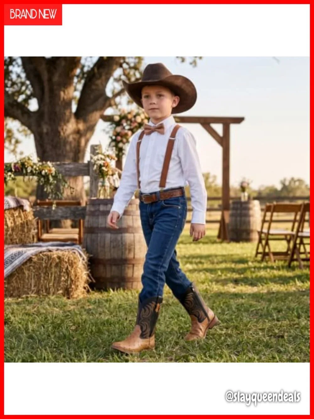 Kids Western Cowboy Boots Square Toe Side Zipper Pull Tabs